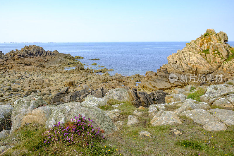 在法国布列塔尼Côtes d'Armor的Bréhat岛海湾在夏天